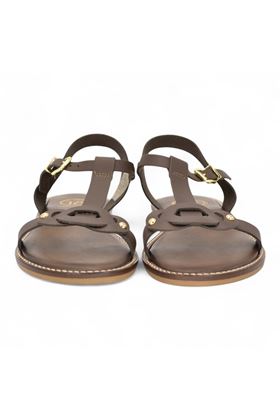 Sandalo donna in cuoio colore testa di mora. 18+ | 8831-TESTA DI MORO
